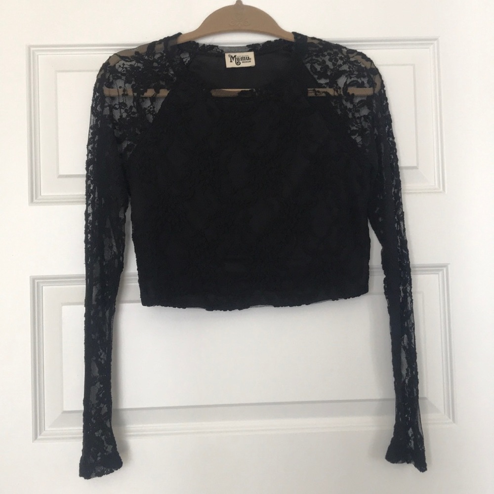 Show Me Your Mumu Black Lace Crop Top